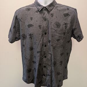 Men's Gray Patterned Button Down Shirt